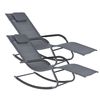 Set De 2x Tumbona Mecedora Caracena - 147 X 63 X 89 Cm - Asiento Para Relajar Y Tomar El Sol - Balancín Para Jardín Terraza Balcón - Silla Con Cojín Para Cabeza - Gris Oscuro [en.casa]®