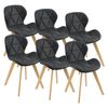 Set De 6 Sillas De Comedor Älmhult Diseño Escandinavo Polipiel Y Madera 81 X 57 X 49 Cm - Negro [en.casa]