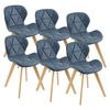 Set De 6 Sillas De Comedor Älmhult Diseño Escandinavo Polipiel Y Madera 81 X 57 X 49 Cm - Azul [en.casa]