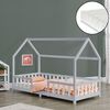 Cama Para Niños De Madera Pino Cama Infantil Con Reja Protectora Forma De Casa Casita Gris Claro Blanco Mate Lacado [en.casa]® Y [neu.haus]®