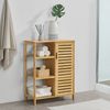 Mueble De Baño Vetlanda Con Puerta Y 3 Estantes Bambú 87 X 66 X 33 Cm Natural [en.casa]