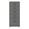 Archivador Móvil Kökar Con 5 Cajones 69x28x41 Cm Acero - Gris [en.casa]