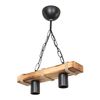 Lámpara Colgante Hemel 2 X E27 20 W Metal/madera 44 X 34 Cm Negro / Madera / Yute [lux.pro]