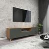 Mueble De Tv Torsby Con 3 Puertas Aglomerado 140x30x46cm Roble/ Antracita [en.casa]