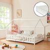 Cama Para Niños Sisimiut Forma De Casa Pino Con Colchón 140x200 Cm Blanco Mate [en.casa][neu.haus]