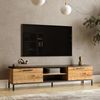 Mueble Tv Lempäälä Con 2 Estantes Y 2 Puertas Aglomerado/metal 39 X 160 X 35 Cm - Roble Rústico / Antracita [en.casa]