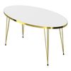 Mesa De Centro Skævinge Ovalada Aglomerado Y Metal 43 X 90 X 50 Cm - Blanco Y Dorado [en.casa]