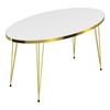 Mesa De Centro Skævinge Ovalada Aglomerado Y Metal 43 X 90 X 50 Cm - Blanco Y Dorado [en.casa]