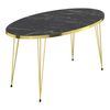 Mesa De Centro Skævinge Ovalada Aglomerado Y Metal 43 X 90 X 50 Cm - Mármol Negro Y Dorado [en.casa]