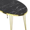 Mesa De Centro Skævinge Ovalada Aglomerado Y Metal 43 X 90 X 50 Cm - Mármol Negro Y Dorado [en.casa]