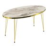 Mesa De Centro Skævinge Ovalada Aglomerado Y Metal 43 X 90 X 50 Cm - Mármol Blanco Y Dorado [en.casa]