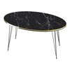 Mesa De Centro Hirtshals Ovalada Aglomerado Y Metal 41 X 90 X 50 Cm - Mármol Negro Y Dorado [en.casa]