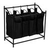 Colectores De La Ropa Sucia Vamdrup 4 Bolsas Metal / Poliéster 75 X 78 X 40 Cm Negro [en.casa]