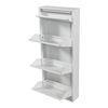 Zapatero Sokndal Con 3+1 Puertas Abatibles Metal 118 X 50 X 15 Cm Blanco  [en.casa]