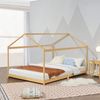 Cama Infantil Vindafjord Simple En Forma De Casa Bambú 120 X 200 Cm - Color Natural [en.casa]