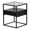 Mesa Auxiliar Vissenbjerg Con Cajón Cristal Y Acero 51 X 40 X 40 Cm - Negro Mate [en.casa]