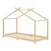 Cama Para Niños Brome En Forma De Casa Con Techo Desmontable Madera Pino 90 X 200 Cm - Natural Y Beige [en.casa]