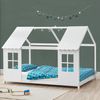 Cama Para Niños Tostedt En Forma De Casa Con Ventanas Pino 90 X 200 Cm - Blanco [en.casa]