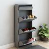 Zapatero Sokndal Con 3+1 Puertas Abatibles Metal 118 X 50 X 15 Cm - Gris  [en.casa]