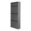 Zapatero Sokndal Con 3+1 Puertas Abatibles Metal 118 X 50 X 15 Cm - Gris  [en.casa]