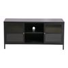 Mueble Tv Säkylä  Con 2 Estantes Y 2 Puertas Acero/cristal Acanalado 55 X 118 X 40 Cm - Negro Y Translúcido [en.casa]