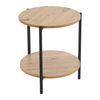 Mesa Auxiliar Kuopio Con Estante Metal/mdf 50 X Ø40 Cm - Efecto Madera Y Negro [en.casa]