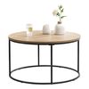 Mesa De Centro Kuhmoinen Redonda Mdf/metal 45 X Ø 80 Cm - Efecto Madera/ Negro [en.casa]