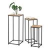 Set De 3 Mesas Nido Kontiolahti En Forma De Columna Y Diferentes Tamaños Metal Mdf - Negro Y Efecto Madera [en.casa]