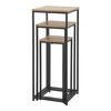 Set De 3 Mesas Nido Kontiolahti En Forma De Columna Y Diferentes Tamaños Metal Mdf - Negro Y Efecto Madera [en.casa]