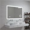 Espejo De Pared Con Led Scafa Para Baño Ip65 Con Antivaho Y Lupa Aluminio 70 X 100 X 3 Cm - Blanco [pro.tec]