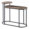 Mesa Auxiliar Serba De 2 Niveles Metal Y Aglomerado 59 X 75 X 29 Cm -  Negro / Efecto Madera De Tono Oscuro [en.casa]