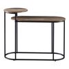 Mesa Auxiliar Serba De 2 Niveles Metal Y Aglomerado 59 X 75 X 29 Cm -  Negro / Efecto Madera De Tono Oscuro [en.casa]