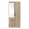 Armario Ropero Bodolz (2 Puertas 1 Perchero 1 Cajones 1 Espejo) Mdf 176 X  80 X 52 Cm - Efecto Roble Sonoma [en.casa] con Ofertas en Carrefour