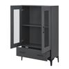 Vitrina Søndersø Con 2 Puertas Estante Cristal Y Aglomerado 115 X 70 X 31 Cm - Gris Oscuro Y Negro [en.casa]