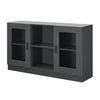 Aparador Spøttrup Con 2 Puertas De Cristal 2 Manijas 6 Compartimentos Aglomerado 70 X 120 X 31 Cm - Gris Oscuro [en.casa]