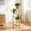 Soporte Para Plantas Sastamala De 4 Niveles Bambú Y Plástico 78 X 35 X 35 Cm - Natural Y Blanco [en.casa]