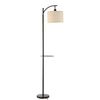 Lámpara De Pie Sunderland Con Estante Adiocional 1x E27 60 W Tela Metal 180 X 41 X 28 Cm - Negro/beige [lux.pro]