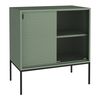 Aparador Eidsvoll Con 2 Puertas De Acero Y Cristal Estriado 85 X 80 X 45 Cm - Verde Negro [en.casa]