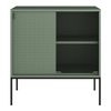 Aparador Eidsvoll Con 2 Puertas De Acero Y Cristal Estriado 85 X 80 X 45 Cm - Verde Negro [en.casa]