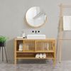 Mueble Para Debajo Del Lavabo Hvaler Con Puertas Corredoras Y 1 Estante Bambú 60 X 100 X 45 Cm - Natural [en.casa]