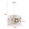 Lámpara Colgante Infantil Rugby 1 X E27 20 W Motivo De Animales Plástico Tela 70 X 28 Cm Blanco [lux.pro]