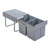 Cubo De Basura Extraíble Froland Capacidad 2 X 15 L Plástico/acero 48 X 34 X 35 Cm - Gris [en.casa]