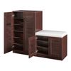 Mueble Zapatero Løten + Banco 9 Compartimentos Para 18 Pares Mdf 97 X 120 X 36 Cm - Efecto Wengué [en.casa]