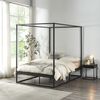 Cama Con Baldaquín Kristianstad Para Dosel Metal 120x200cm - Negro [en.casa]