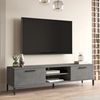 Mueble Tv Lempäälä Con 2 Estantes Y 2 Puertas Aglomerado/metal 39 X 160 X 35 Cm - Efecto Hormigón [en.casa]