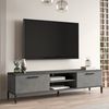 Mueble Tv Lempäälä Con 2 Estantes Y 2 Puertas Aglomerado/metal 39 X 160 X 35 Cm - Efecto Hormigón / Antracita [en.casa]