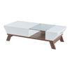 Mesa De Centro Ljusdal Con Compartimentos Aglomerado/cristal 120x55x33cm - Blanco/nogal [en.casa]