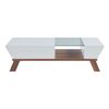 Mesa De Centro Ljusdal Con Compartimentos Aglomerado/cristal 120x55x33cm - Blanco/nogal [en.casa]