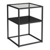 Mesa Auxiliar  Solund Con Estante Acero/cristal 55x40x40cm - Negro Mate [en.casa]