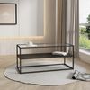 Mesa De Centro Solund Con 1 Estante Acero/cristal 102x43x46cm - Negro Mate [en.casa]